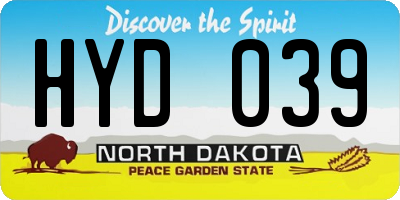 ND license plate HYD039