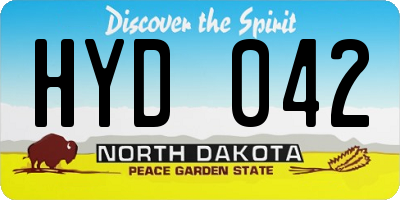 ND license plate HYD042
