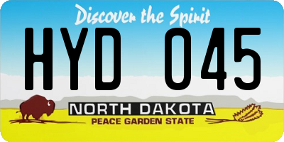 ND license plate HYD045
