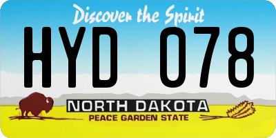 ND license plate HYD078