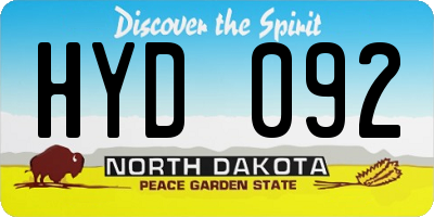 ND license plate HYD092
