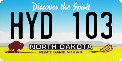 ND license plate HYD103