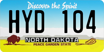 ND license plate HYD104
