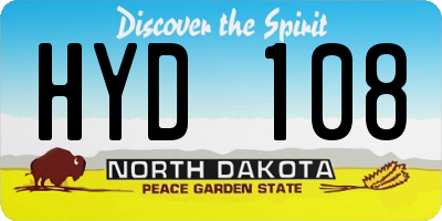 ND license plate HYD108