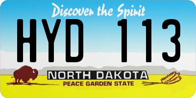 ND license plate HYD113