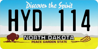 ND license plate HYD114