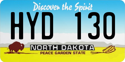 ND license plate HYD130