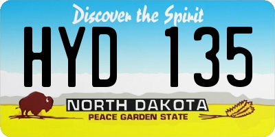 ND license plate HYD135