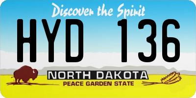 ND license plate HYD136