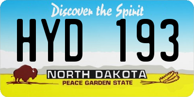 ND license plate HYD193