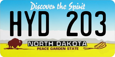 ND license plate HYD203