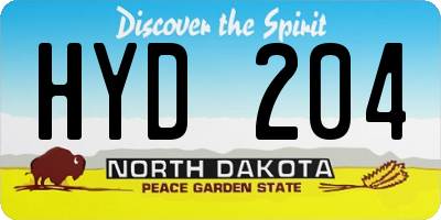 ND license plate HYD204