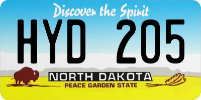 ND license plate HYD205