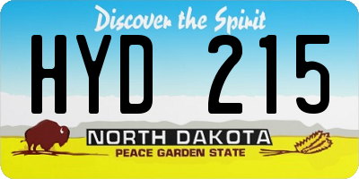 ND license plate HYD215