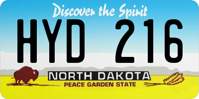 ND license plate HYD216