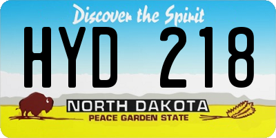 ND license plate HYD218