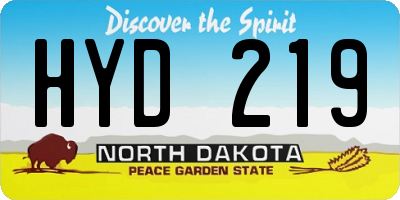 ND license plate HYD219