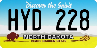 ND license plate HYD228