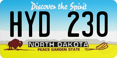 ND license plate HYD230