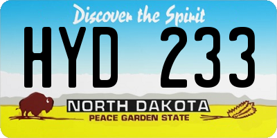 ND license plate HYD233