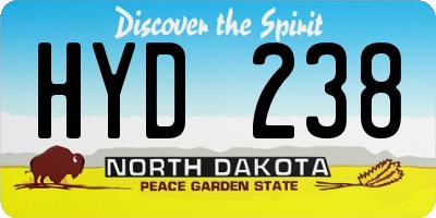 ND license plate HYD238