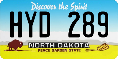 ND license plate HYD289