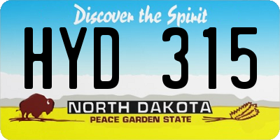 ND license plate HYD315