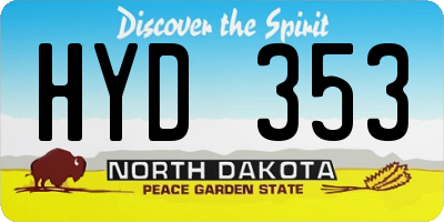 ND license plate HYD353