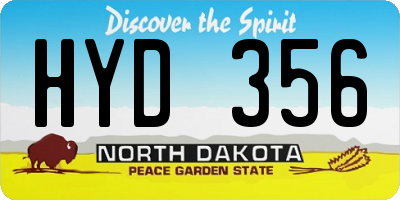 ND license plate HYD356
