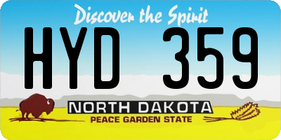 ND license plate HYD359