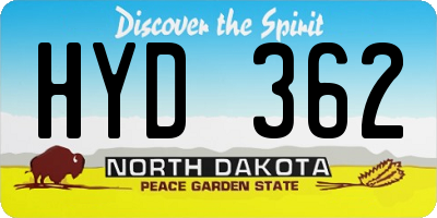 ND license plate HYD362