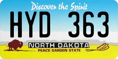 ND license plate HYD363