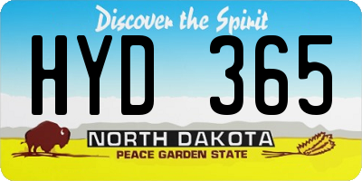 ND license plate HYD365