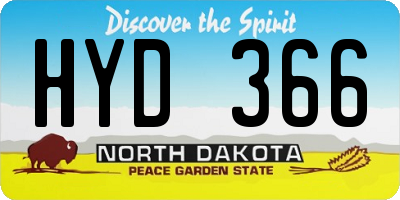 ND license plate HYD366