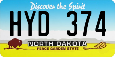 ND license plate HYD374