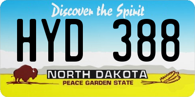 ND license plate HYD388