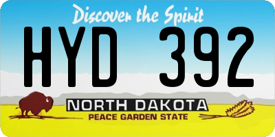ND license plate HYD392