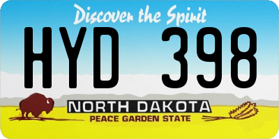 ND license plate HYD398