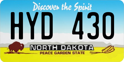 ND license plate HYD430