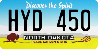 ND license plate HYD450