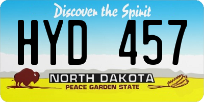 ND license plate HYD457