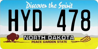ND license plate HYD478