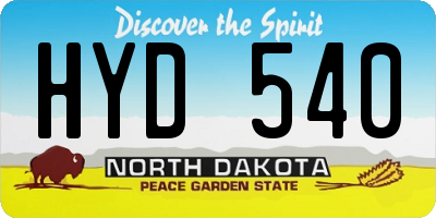 ND license plate HYD540