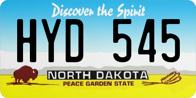 ND license plate HYD545