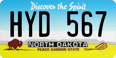 ND license plate HYD567