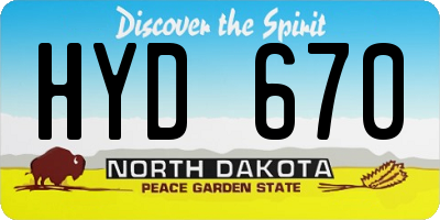 ND license plate HYD670