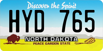 ND license plate HYD765
