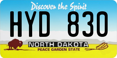 ND license plate HYD830