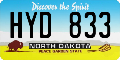 ND license plate HYD833