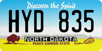 ND license plate HYD835